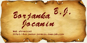 Borjanka Jočanin vizit kartica